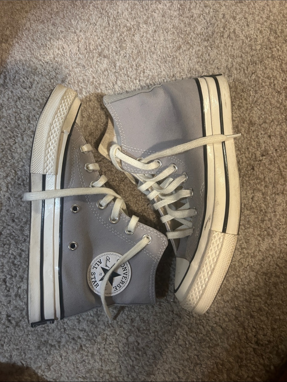 Converse High Top Sneakers - Light Gray and White